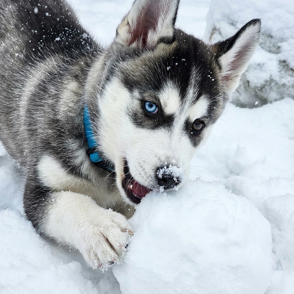 Amigo Playing Snowball